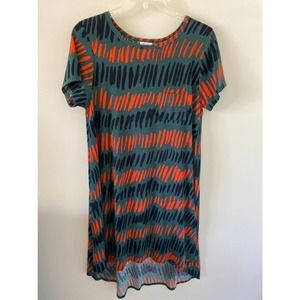 Lularoe Carly Dress Green Red & Black Large EUC